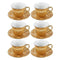 Ceramic Tea Cup and Saucer Set of 6 Pcs Gold Floral Design Cup 7.5*9 cm Saucer 14 cm