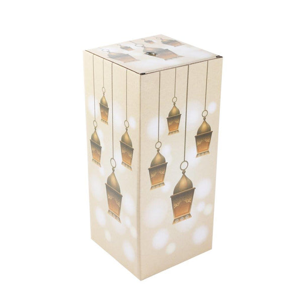 Decorative Ramadan Arabic Style Gold Metal Lantern Battery Operated Lamp 17*17*38 cm