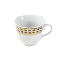 Ceramic Tea Cup and Saucer Set of 6 Pcs Gold Abstract Design 220 ml
