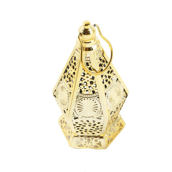 Decorative Ramadan Arabic Style Gold Metal Lantern Battery Operated Lamp 8.5*9*18 cm