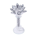 Home Decor Crystal Glass Lotus Silver Table Top Candleholder 20 cm