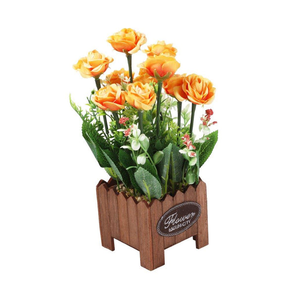 Realistic Touch Artficial Rose Flower Deco Artistic Pot 28 cm