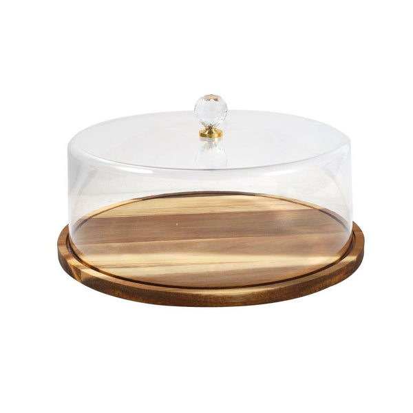 Acrylic Cake Dome Cover with Tray Food Plate Clear Lid Cake Stand For Baking Serving 32*16 cm