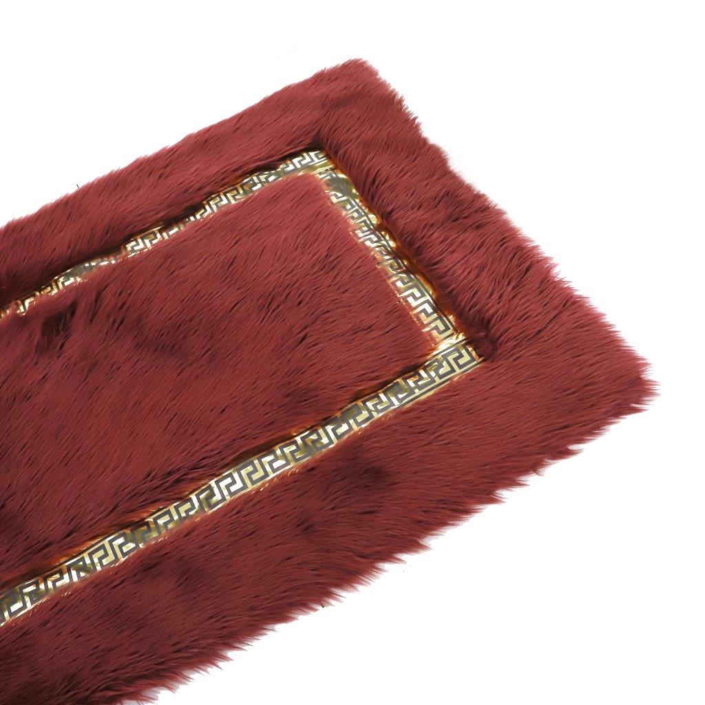 Fluffy Super Soft Red Greek Key Design Non Slip Waterproof Floor Mat 120*180 cm