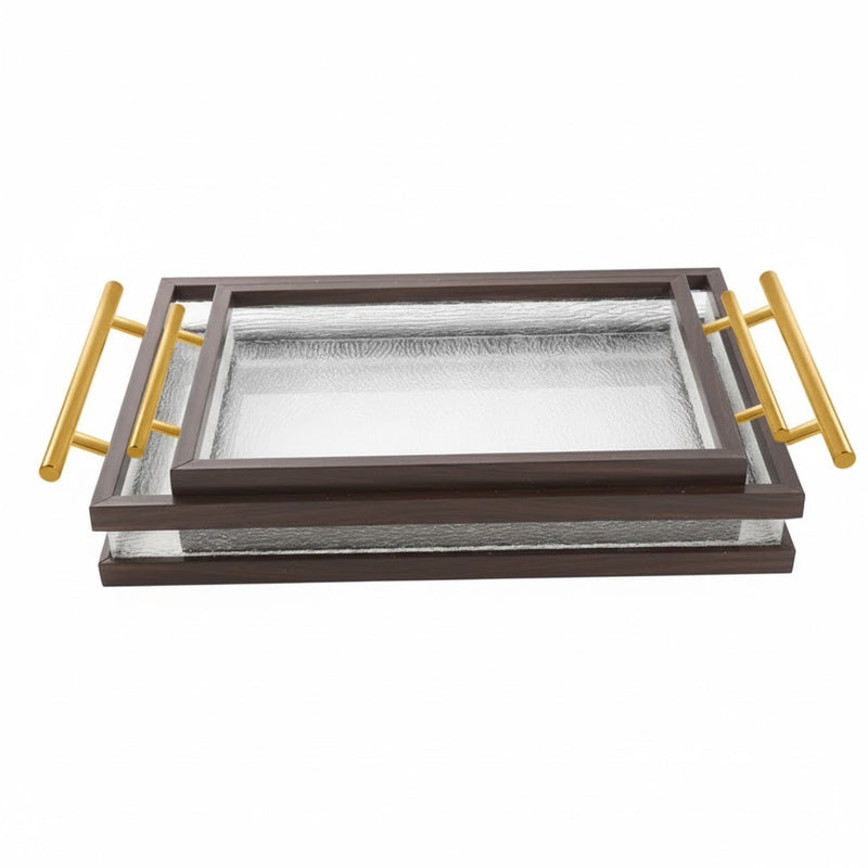 Plastic Rectangular Serving Tray Set of 2 46.5*28*6 cm/38.5*23*6 cm