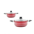 Casserole Maroon Marble Coating Induction Non Stick SET 32 & 36 cm 3.5 mm