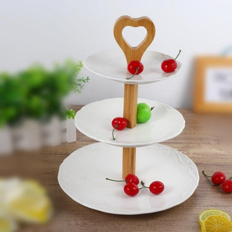 Ceramic Cake Stand Fruit Platter 3 Tier 6.5inch+7.5inch+10inch with Gift Box
