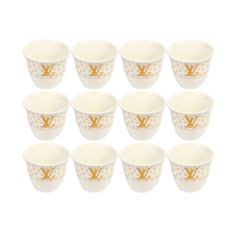 Ceramic Coffee Cawa Shafee Cup Set of 12 Pcs Set 80 ml Multiple Patterns