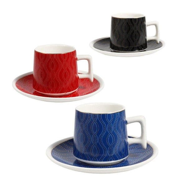 Ceramic Coffee Cup and Saucer Set of 6 pcs 110 ml