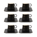 Ceramic Coffee Cup and Saucer Set of 6 pcs Color Print Design 6.3*6/13.5 cm