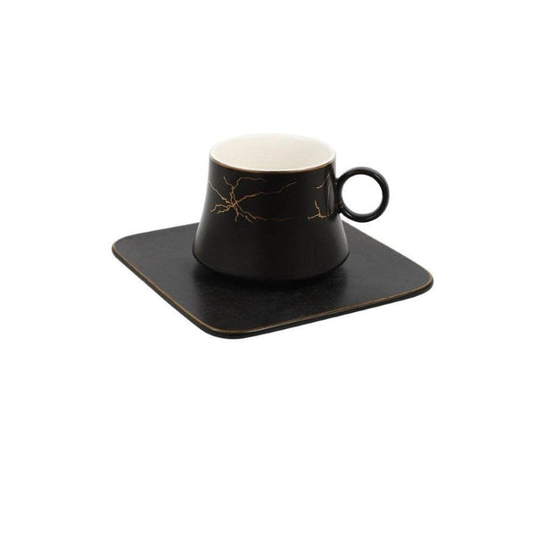 Ceramic Coffee Cup and Saucer Set of 6 pcs Color Print Design 6.3*6/13.5 cm