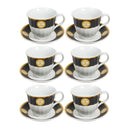 Ceramic Coffee Cup and Saucer Set of 6 pcs Print Design 90 ml