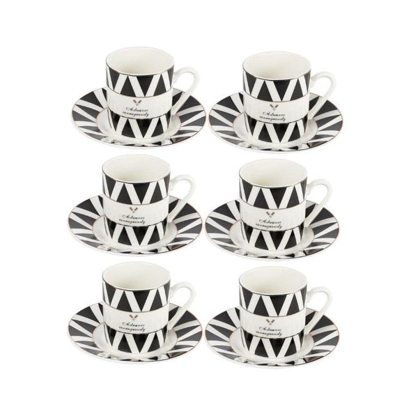 Ceramic Coffee Cups and Saucer 6 Pcs Set 90 ml