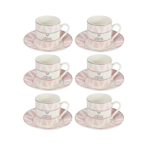 Ceramic Coffee Cups and Saucer 6 Pcs Set 90 ml