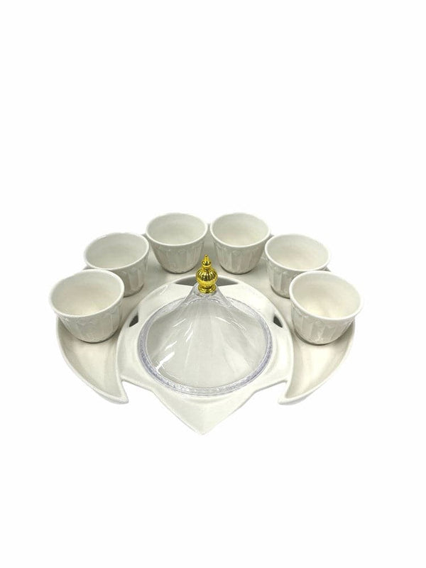 Ceramic Coffee Shaffee Cawa Cups 90 ml and Plate 10.5 inch Set of 8 Pcs