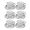 Ceramic Tea Cup and Saucer Set of 6 Pcs Print Silver Design 220 ml