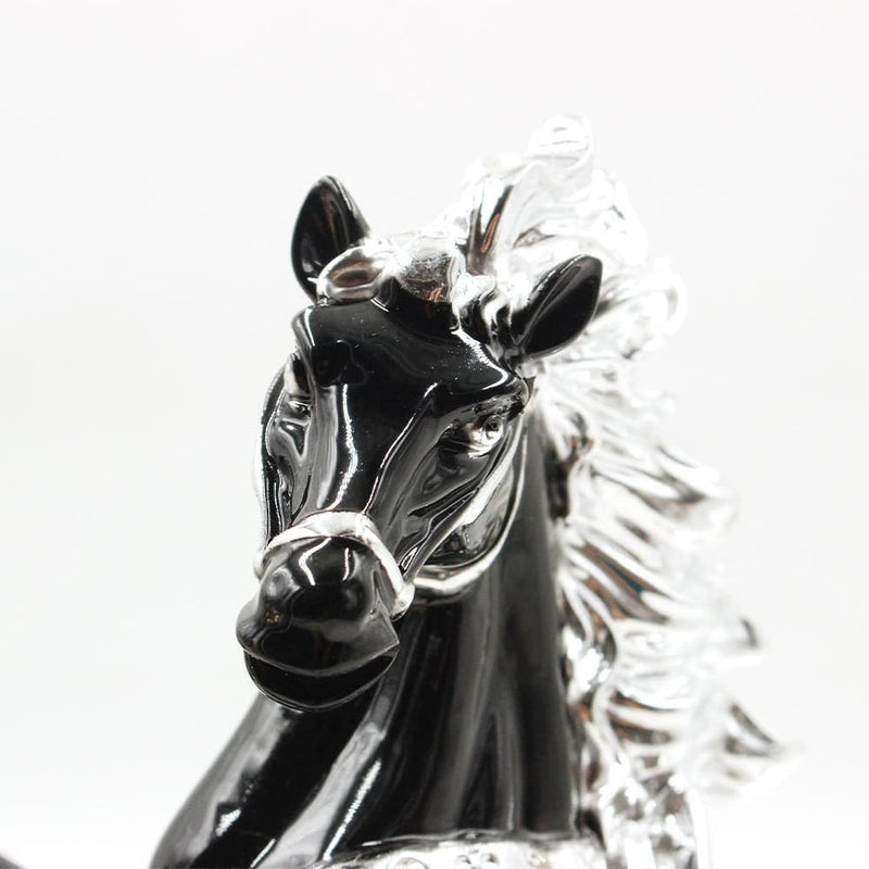 22cm Zinc Alloy Horse Statue Figurine Sculpture Black Silver