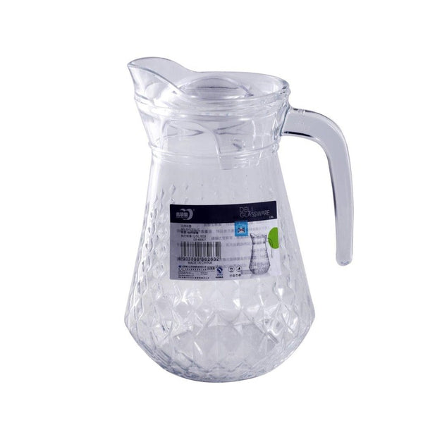 Clear Glass Beverage and Water Jug with Lid 1.6 Litre