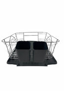Dish Rack with Grey Plastic Tray and Cup Holder Chrome Plated High Quality 44*34*14 cm