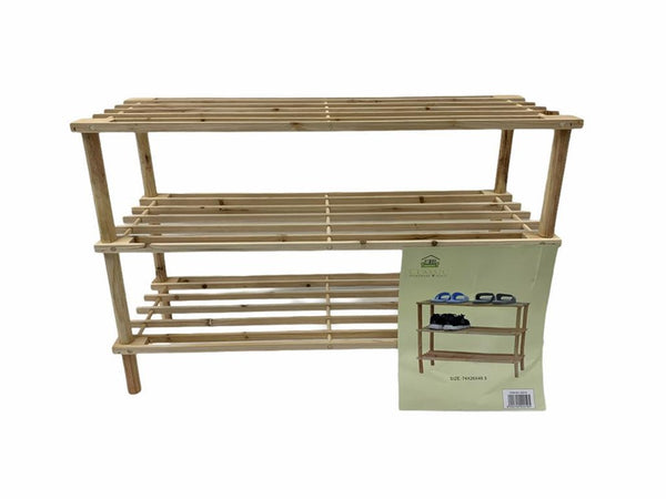 Stackable Bamboo 3 Tier Shoe Rack and shelf storage organizer 74*26*48.5 cm