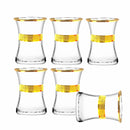 G4U Misis Glass Tea Cup Set 6PCs Golden Krinkle Yaldiz Istikani 160 CC 160 ml