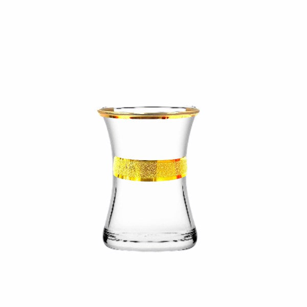 G4U Misis Glass Tea Cup Set 6PCs Golden Krinkle Yaldiz Istikani 160 CC 160 ml