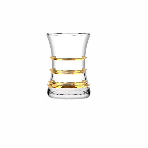 G4U Misis Glass Tea Cup Set 6PCs Golden Reem Yaldiz Istikani 160 CC 160 ml