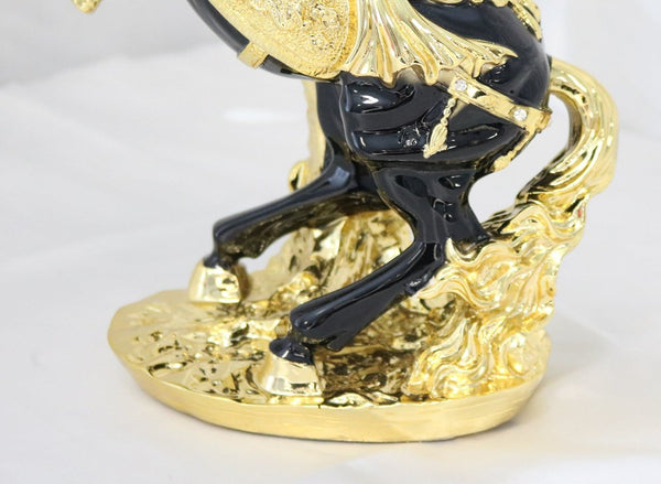 Zinc Alloy Horse Statue Black and Gold 33 cm