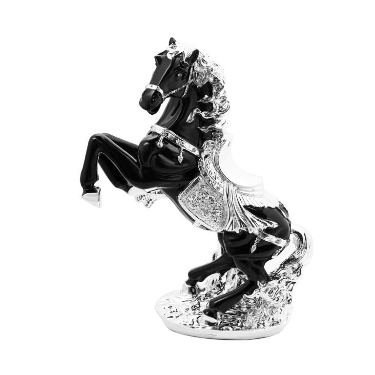 Zinc Alloy Horse Statue Figurine Sculpture Black Silver 33cm