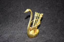 Gold Swan and Tea Spoon Set of 6 Swan - H : 15 cm Spoon - 13 cm