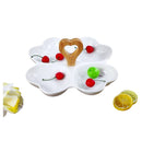 Heart Shaped Ceramic Divided Plate Fruit Platter with Bamboo Stand 10.5 inch