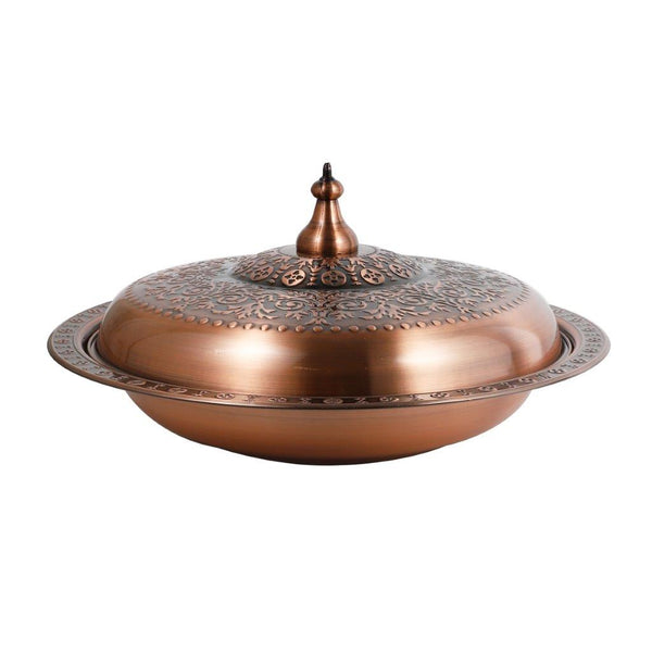 Stainless Steel Copper Plated Biryani Plate with Lid 36 cm