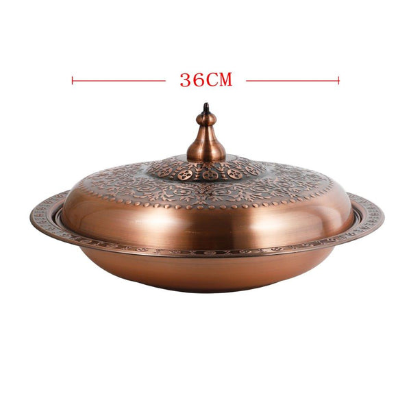 Stainless Steel Copper Plated Biryani Plate with Lid 36 cm