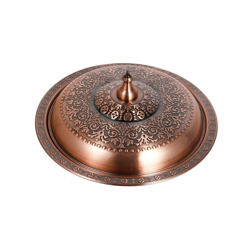 Stainless Steel Copper Plated Biryani Plate with Lid 36 cm