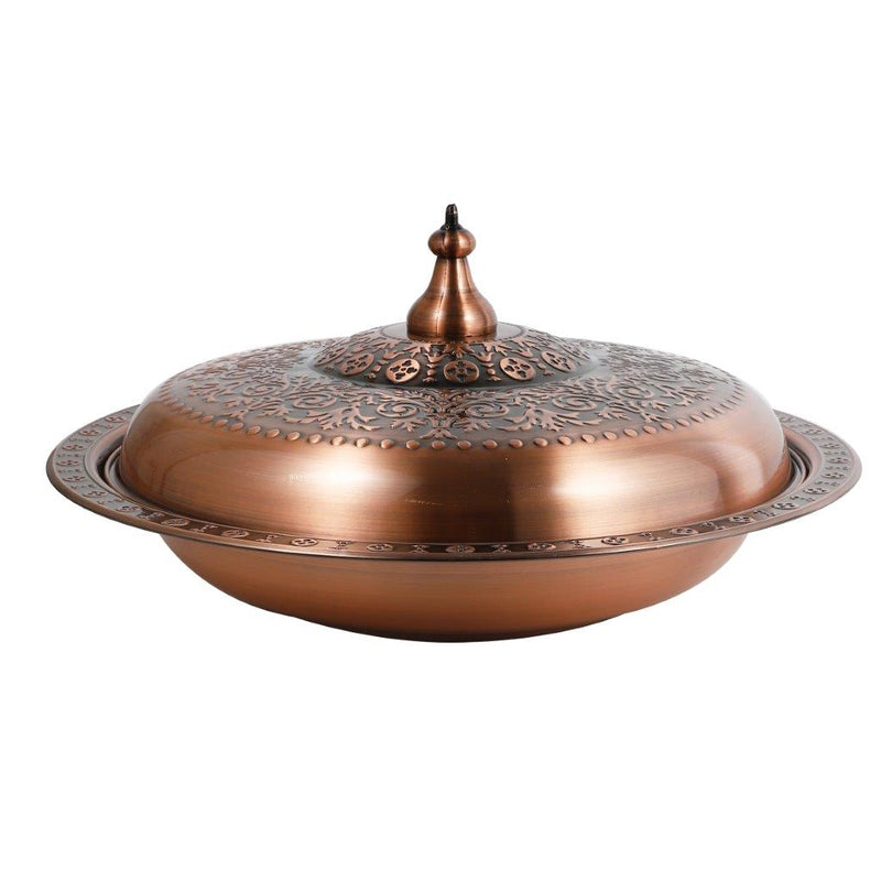 Stainless Steel Copper Plated Biryani Plate with Lid 38 cm