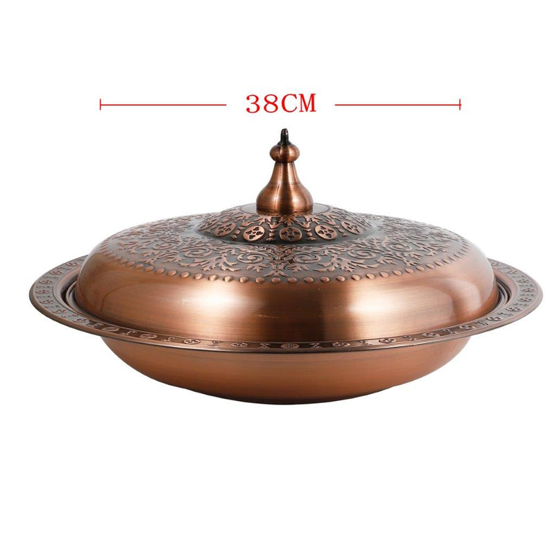 Stainless Steel Copper Plated Biryani Plate with Lid 38 cm