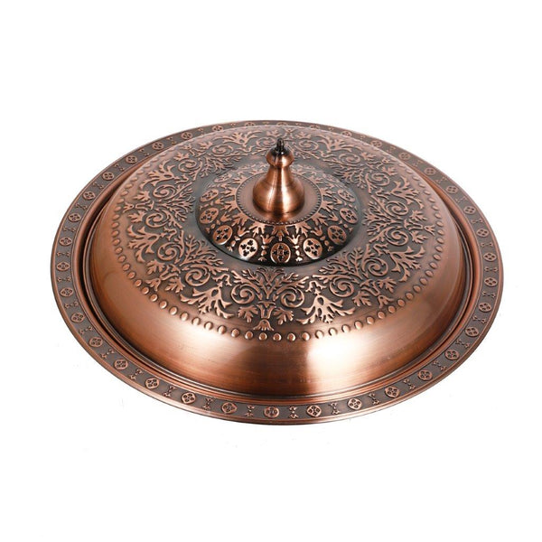 Stainless Steel Copper Plated Biryani Plate with Lid 38 cm