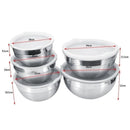 Stainless Steel Bowl Set of 5 Airtight Lids 18/20/22/24/26 cm