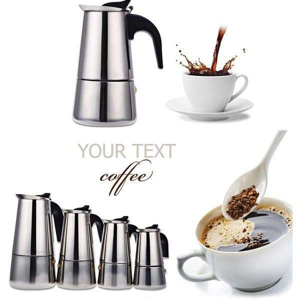 Stainless Steel Stove Top Coffee Maker 12 Cup  26.5 cm