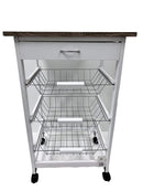 Kitchen Trolley on Wheels with 3 Shelf Baskets And 1 Drawer Cabinet 41.5*33.5*75.5 cm
