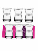 Lav Ajda 315 Glass Tea Cup Set 6Pcs Silver Krinkle Platin 165 CC 165 ml