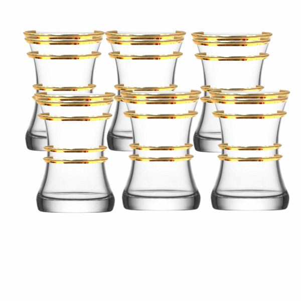 Lav Zen313 Glass Tea Cup Set 6Pcs Golden Reem Yaldiz 155 CC 155 ml