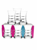 Lav Zen313 Glass Tea Cup Set 6Pcs Silver Reem Platin 155 CC 155 ml