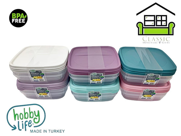 Multipurpose Storage Box Food Container Set of 3 1.3 Litre 20.5*20.5*10.5 cm