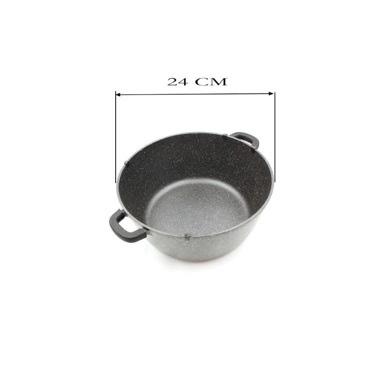 Non Stick Marble Coated Die Cast Aluminium Casserole Black Induction (24cm)