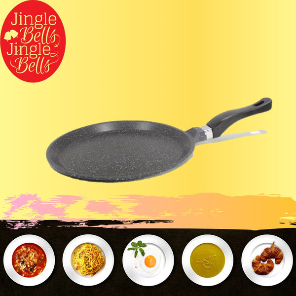 Non Stick Marble Coated Die Cast Aluminium Tawa Pan Black Induction (28cm)