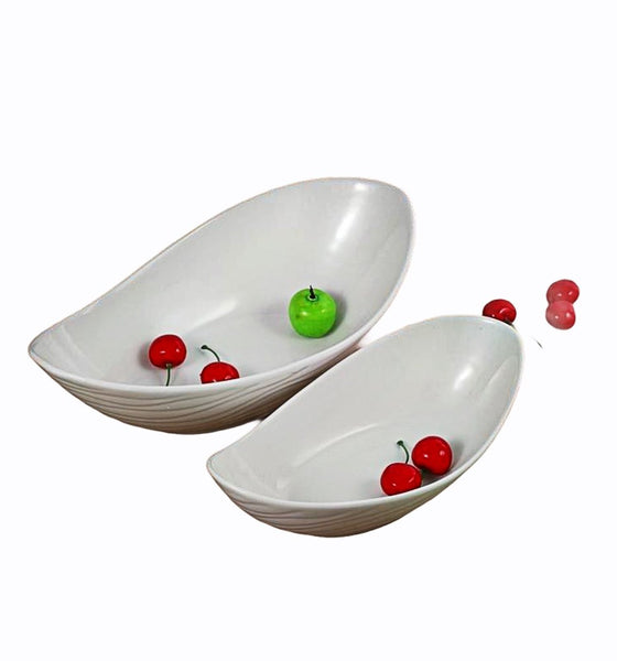 Oval Shaped Ceramic Dessert Bowl Dish Set of 2 9.25 inch+12.25 inch