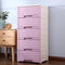 Multipurpose 5 Tier Modular Knockdown Drawer Storage Cabinet Pink 42*37*95 cm