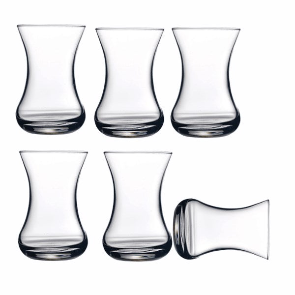 Pashabahce Vefa Glass Tea Cup Clear Set 6Pcs 130 CC