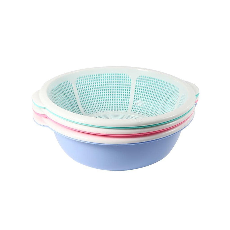 3Pc Plastic Bowl with Strainer 35 cm 5L